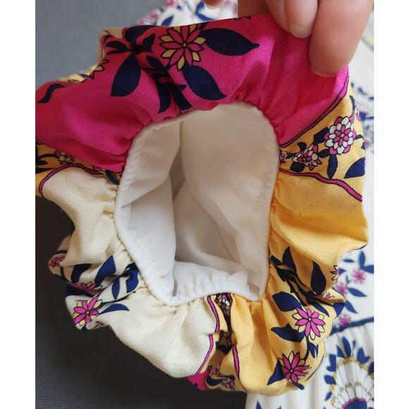 Fig & Flower Printed V-Neck Puff Sleeve Midi Dress Size Medium Linen Blend‎ - Picture 4 of 9